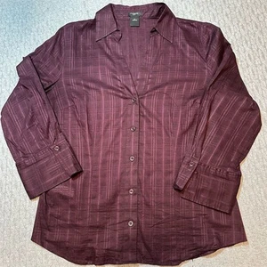 Ann Taylor Damen Größe 12 Lila Langarm Knopfleiste Bluse Pflaume - Bild 1 von 4