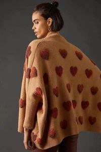 Suéter cárdigan kimono tejido corazón Anthropologie Boucle (talla única) - Imagen 1 de 4