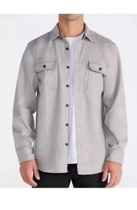 ¡NUEVO! Sobrecamisa BYLT Premium Coastal Gris Para Hombre Talla S Franela Pesada ¡BONITA! - Imagen 1 de 10