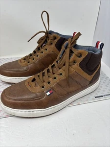 Mens Tommy Hilfiger Leather Hi Top Shoes Size 11 ECU - Picture 1 of 7