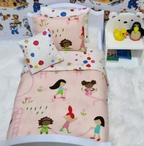 1.12th Dollshouse Handmade Single Bedding Set Multicultural Design Pink - Picture 1 of 6