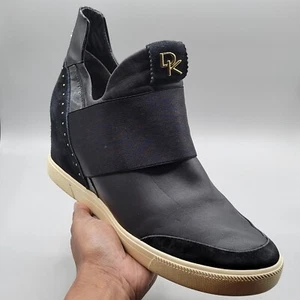 DKNY Women Black High Wedge Slip-On Sneaker Shoes Sz 9.5M - Picture 1 of 11