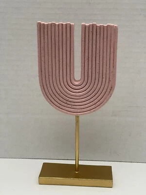 Mesa Boho Artesanal Arco De Pie Arco Arco Arco Arco Arco Iris Moteado Malva con Soporte Dorado Foto 1 de 4