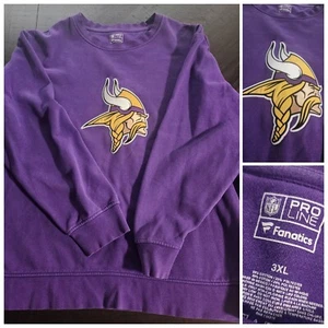 VTG Purple Minnesota Vikings Patch Crewneck Sweatshirt NFL Pro Line Mens 3XL - Picture 1 of 8