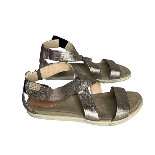 ECCO LEATHER SANDALI donna TAGLIA 40 US 9 bronzo gladiatore scarpe comode