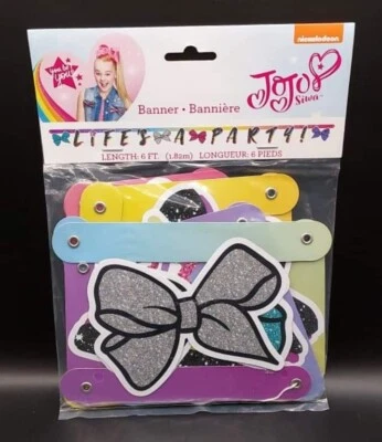 Nickelodeon JoJo Siwa Life Is A Party Decoration 6’ Banner NEW - Image 1 of 2