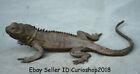 4.2" Old Chinese Red Bronze Animal alligator crocodile Lacoste Statue Sculpture