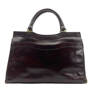 Vintage 70s Leather Briefcase Attaché Large Top Handle Bag Handbag Retro BROWN - Picture 1 of 16