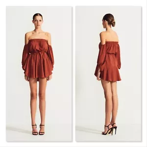 SHONA JOY Womens Size 8 or US 4 Rust Brown Off-Shoulder Mini Dress RRP$260 - Picture 1 of 11