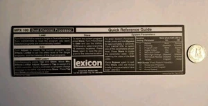 LEXICON MPX 100 DUAL CHANNEL PROCESSOR QUICK REFERENCE GUIDE (ONLY) - Picture 1 of 2