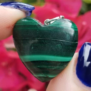 Colgante Corazón Piedras Preciosas Curativas Cristal Natural Pulido Malaquita - #12 - Imagen 1 de 4