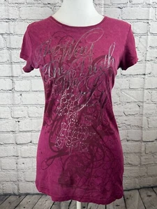 Sanctify T-Shirt Top Damen Gr. S lila 100 % Baumwolle kurzärmelig Rundhalsausschnitt Y2K - Bild 1 von 7
