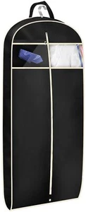 Gusseted Travel Garment Bag with Accessories Zipper Pocket Breathable 43  Black - Picture 1 of 8