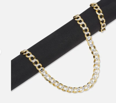 Cadena/pulsera de oro amarillo+blanco 14k 8,75" sólido pavé 12 mm 31 grms Foto 1 de 4