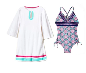 NWT Cabana Life AZALEA SHORES Swimsuit Set 1 pc Swimsuit & Coverup Girls 5 - Picture 1 of 5