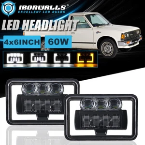 Par de faros LED 4x6" haz alto/bajo sellado luces DRL para Nissan 720 1983-1986 - Imagen 1 de 12