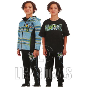 New Boys MARVEL COMICS 3 Piece Set Jacket Tee Joggers Blue Black Size 5 - Picture 1 of 2