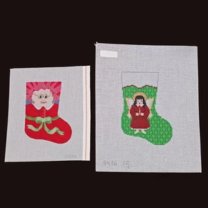 2 HP NEEDLEPOINT CANVAS LOT: ORNAMENT CHRISTMAS ANGEL MRS. CLAUS STOCKING     GG - Picture 1 of 1