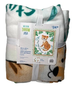 No Sew Throw Kit Stay Wild Little One 2 prints 48 X 60 inches Fleece New Tiger - Picture 1 of 3