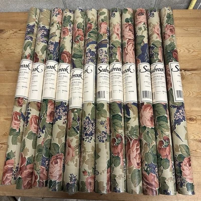 12 Seabrook Doble Papel Pintado Prepistado Floral Pájaros Rayas 60.75 Pies Cuadrados SK1508 Foto 1 de 4