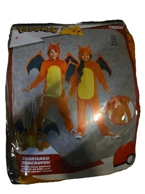 Pokemon Charizard 儿童 S 码小号 4-6 服装官方授权全新 — 第 1/4 张图片