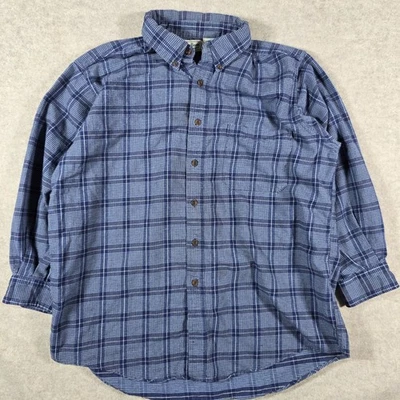 LL Bean Plaid Flannel Shirt Men’s Large Plaid Blue Outdoors Cotton Pocket - Image 1 of 4