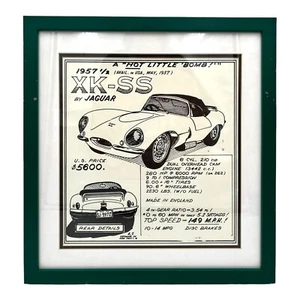 VTG 1982 Pen & Ink Drawing T Burneys 57 XK-SS Jaguar Pacific Standard Exhibit - Picture 1 of 7