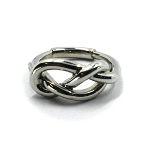 ANELLO IN ORO BIANCO 750 18K, A FILO, INFINITO, NODO ARROTONDATO, 20x10 MM - Foto 1 di 6