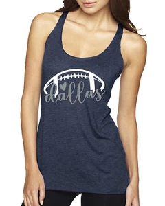 Fan Of City of Dallas Football Silver Heart Script Writing Racerback Tank Top - Picture 1 of 2