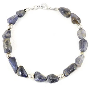 82.00 Cts Earth Mined Untreated Rich Blue Iolite Beads Bracelet - Lowest Price - Picture 1 of 1