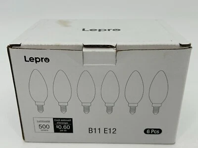 Lepro E12 B11 LED Energy Saving Candle Light Bulbs 500 Lumens 2700K Pack of 6 - Image 1 of 4