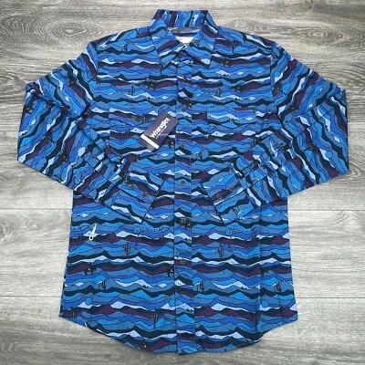 Wrangler Shirt Mens Small Blue Western Pearl Snap All Over Print Cowboy Rodeo - Image 1 of 4