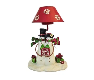 Yankee Candle Tealight Lámpara Muñeco de Nieve Pareja con Pantalla Rojo Blanco AMOR NUNCA SE DERRITE Foto 1 de 4