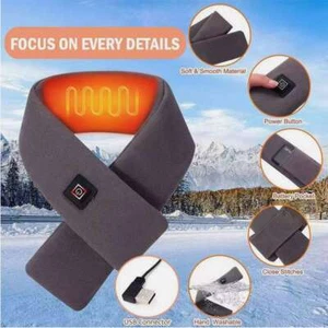 Electric Heated Scarf USB Rechargeable Neck Heating Pad Winter Warmer Wrap Shawl - Picture 1 of 15