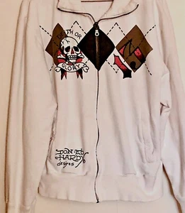 Don Ed Hardy/Christian Audigier Mens Designer SZM Skulls Sweatshirt Vintage Rare - Picture 1 of 6