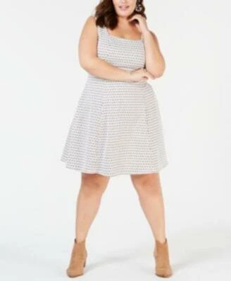 Soprano Womens Natural Square Neck Textured Dress Sz 3X $59 TINI {&} - Image 1 of 4