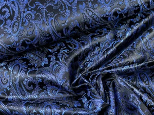 LUREX JACQUARD Stoff Brokat Paisley Kostüme Theater SCHWARZ ROYAL EUR 17,98/m - Bild 1 von 2