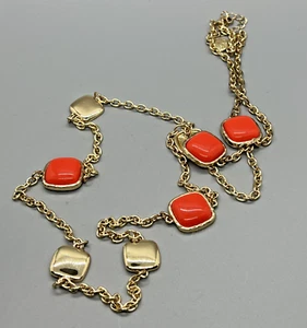Collar Estación Liz Claiborne Naranja Tono Oro Largo Eslabón Abierto 36" Capas - Imagen 1 de 9