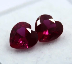7 MM Natural Ruby Heart Shape CERTIFIED RED Loose Gemstone PAIR - Picture 1 of 8