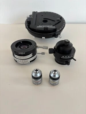 Olympus BH2 Polarizing Microscope Stage, Condenser, Bertrand Lens, Objectives - Image 1 of 4