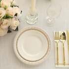 25 White 9" Paper Plates Gold Basketweave Design Rim Party Events Home Tableware