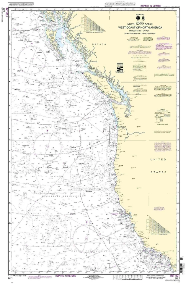 NOAA Paper Chart 501 North Pacific Ocean West Coast California To Dixon Entrance - Image 1 of 1