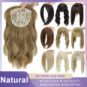 Real Natural As Human Hair Topper Clip in Hairpiece Toupee Top Hair Extensions - Picture 1 of 67