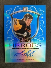 2014-15 ITG Leaf Metal Heroes Prismatic Blue #MHML1 Mario Lemieux #08/10