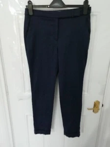PURE COLLECTION 10 UK Navy Blue Black Textured Patterned Smart Trousers Pockets - Picture 1 of 11