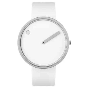 Reloj de acero Picto 43364-0220S mediano con esfera blanca correa de silicona blanca - Imagen 1 de 4