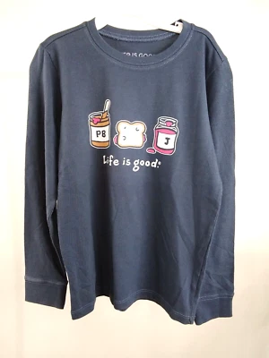 Camiseta trituradora Life is Good Kid L/S mantequilla de maní y gelatina azul mediana 81181 Foto 1 de 4