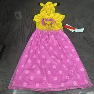 Pikachu Dress Girls Size 4/5 XS Pink Glitter Hooded Heart Valentines NWT - Picture 1 of 8