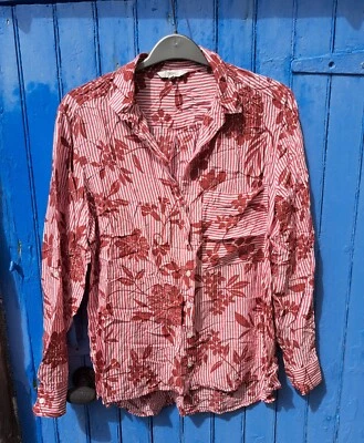 Next Red & White Floral Stripey Shirt size 20 - Image 1 of 3