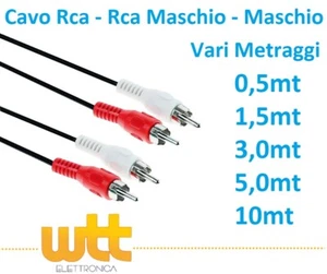 Cavo da 0,5 a 20m audio 2RCA-RCA maschio doppio prolunga cable stereo auto radio - Foto 1 di 1
